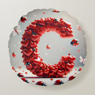 Letter C Creative Heart Cluster Rundes Kissen