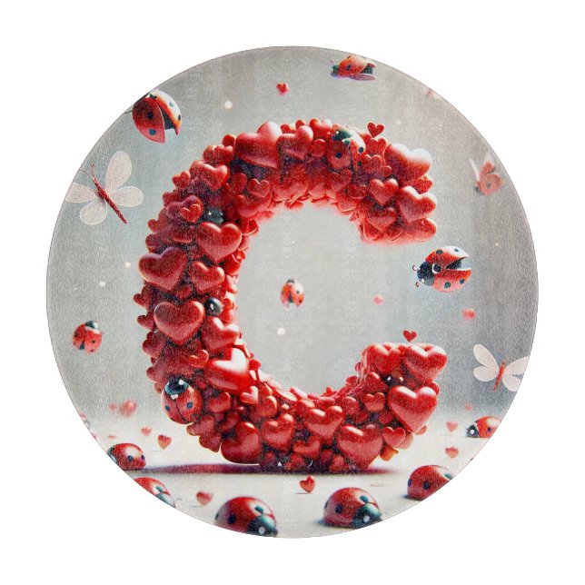 Letter C Creative Heart Cluster Schneidebrett (Vorderseite)