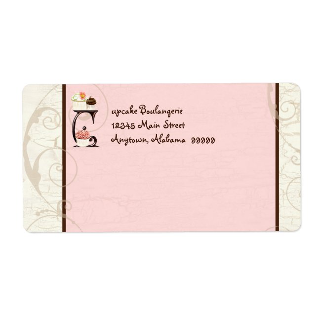 Letter C Cupcake Business Address Mailing Labels (Vorne)