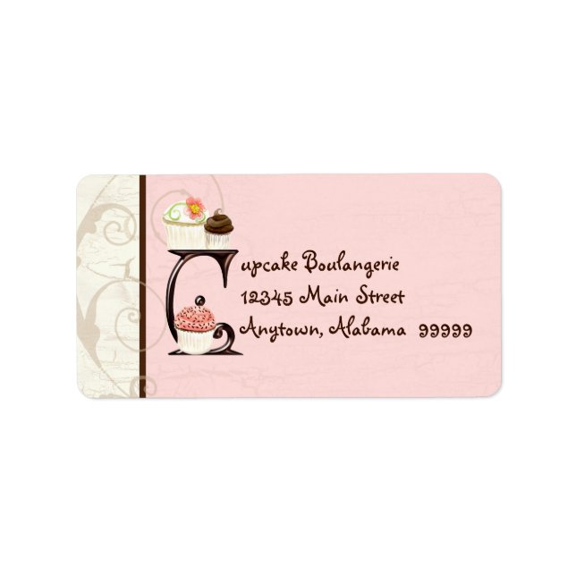 Letter C Cupcake Business Address Mailing Labels Adressaufkleber (Vorne)