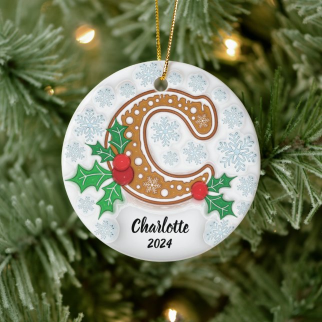 Letter C Custom Christmas Monogram Ornament (Baum)