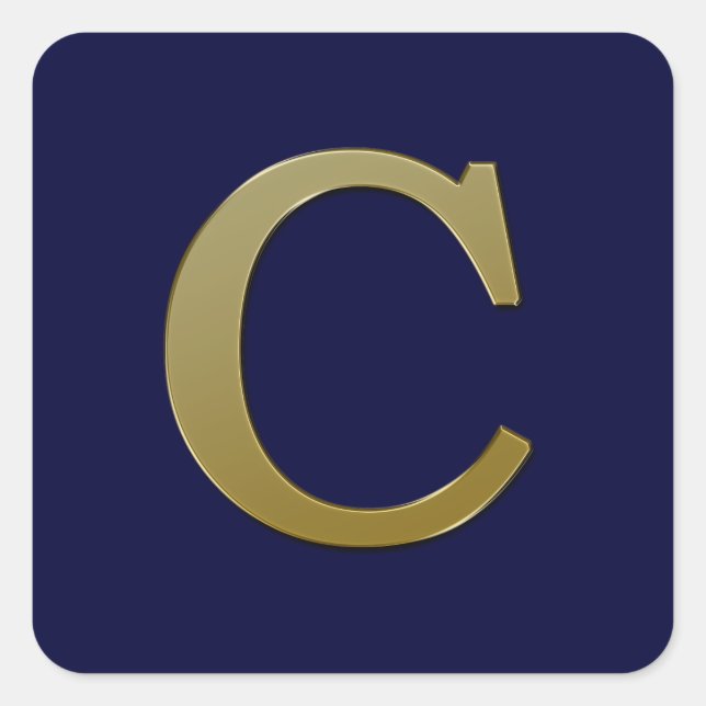 Letter C Gold Square Sticker (Vorderseite)