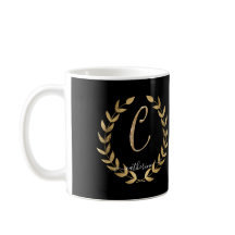 Letter C Monogram Black n Gold Script Name