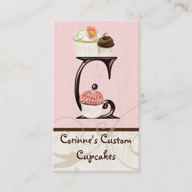 Letter C Monogram Dessertbäckerei Business Cards Visitenkarte (Vorderseite)