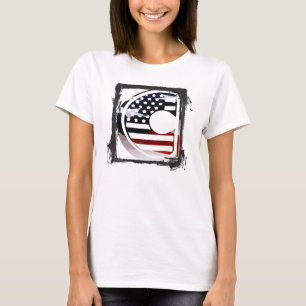 Letter C Monogram Initial USA T-Shirt