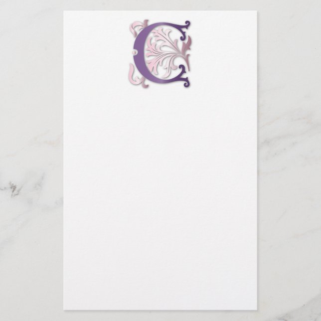 Letter C Monogram-Lilie Briefpapier (Vorderseite)