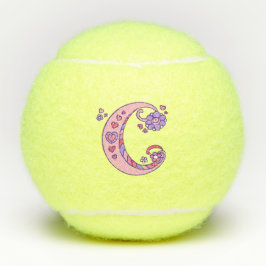 Letter-C-Monogramm-Girls personalisierte Doodart Tennisbälle