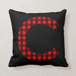 Letter C Red und Black Buffalo Kariert Kissen