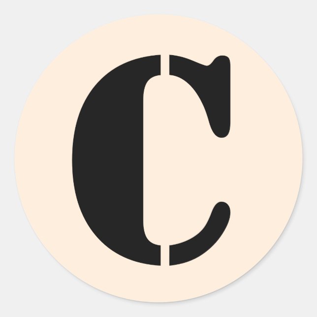 Letter C Stencil Alphabet von Janz Antique White Runder Aufkleber (Vorderseite)
