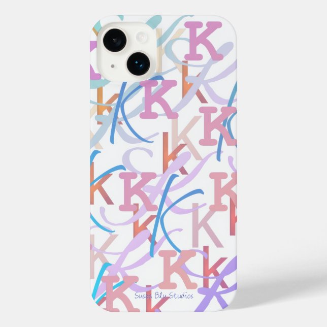 Letter Confetti "K" iPhone Case 14 Plus Hülle (Rückseite)