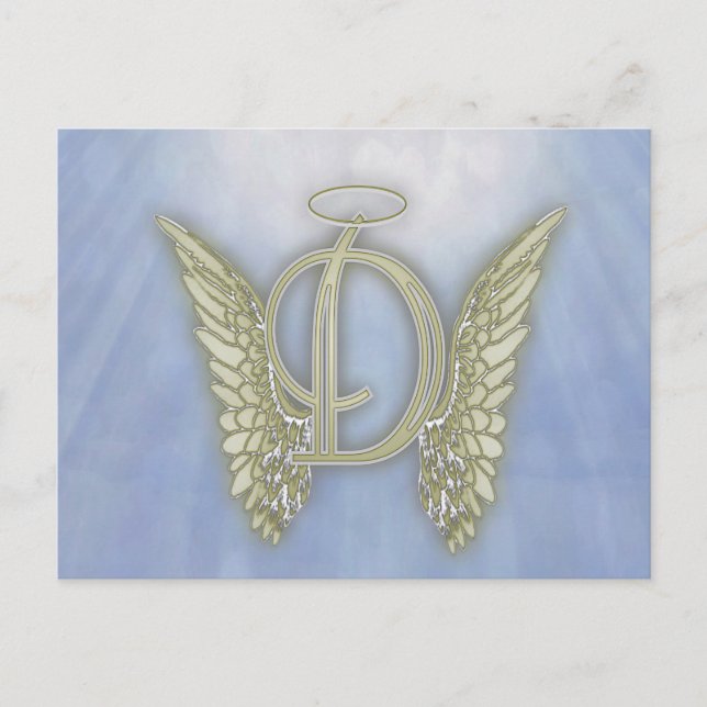 Letter D Angel Monogram Postkarte (Vorderseite)