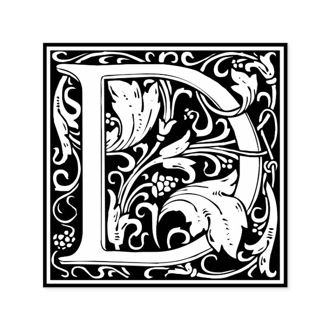 Letter D art nouveau black and white Tile Permastempel (Design)