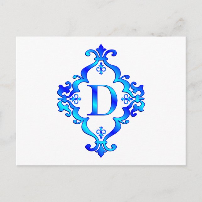 Letter D Blue Postkarte (Vorderseite)
