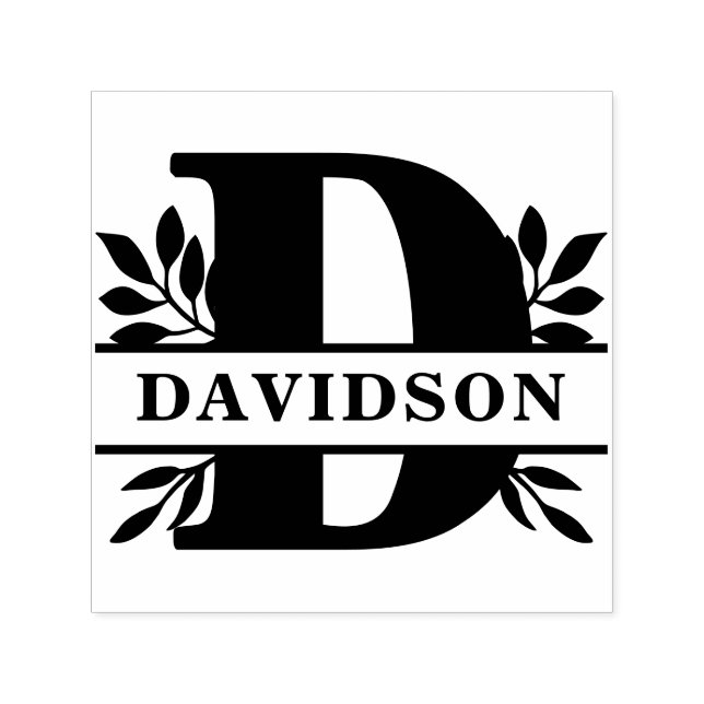 Letter D Classic Foliage Family Name Monogram Permastempel (Design)