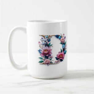 Letter D Coffee Tasse - Blumendesign für Geschenke