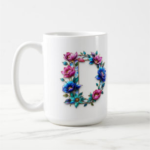 Letter D Coffee Tasse - Blumendesign für Geschenke