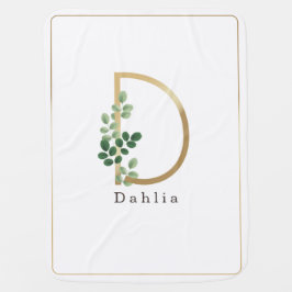 Letter D Elegant Gold + Botanischer Garten Babydecke