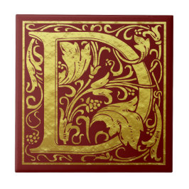 Letter D First Letter Imitats Gold Red Fliese