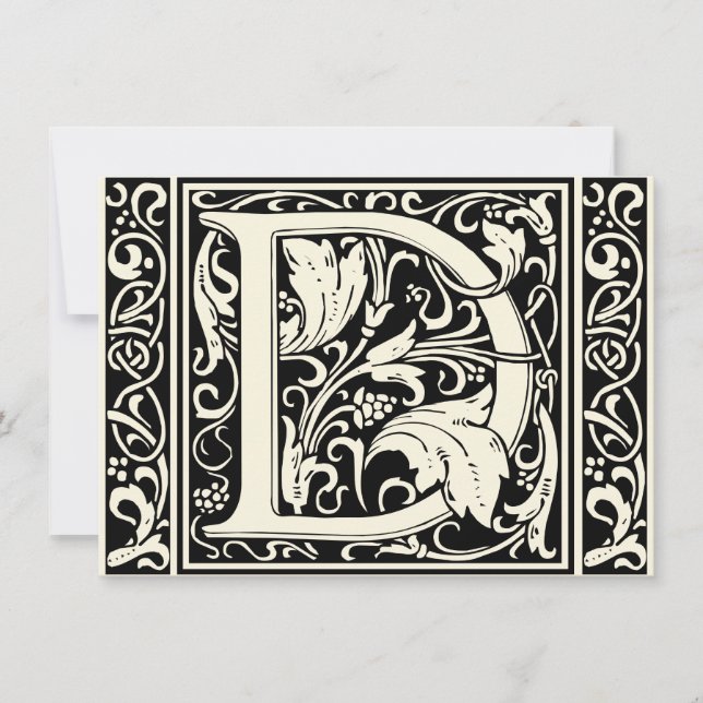Letter D mittelalterliche Monogram Art Nouveau Einladung (Vorderseite)