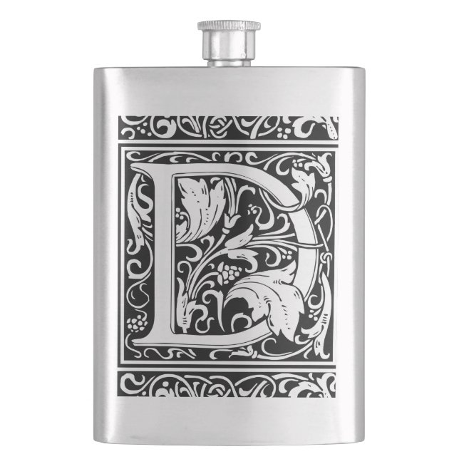 Letter D mittelalterliche Monogram Art Nouveau Flachmann (Vorderseite)