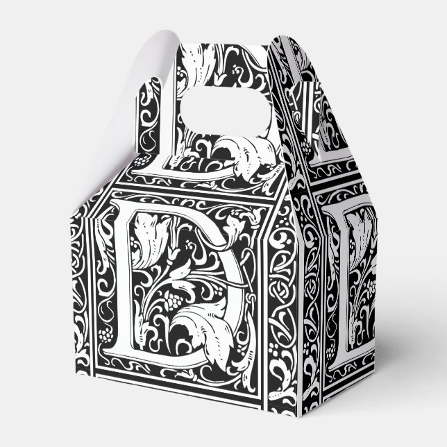 Letter D mittelalterliche Monogram Art Nouveau Geschenkschachtel (Vorderseite)