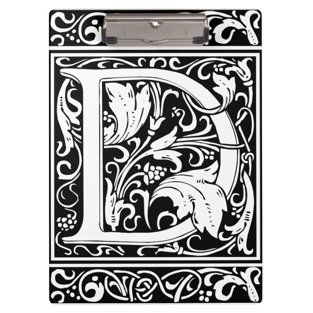 Letter D mittelalterliche Monogram Art Nouveau Klemmbrett (Vorderseite)