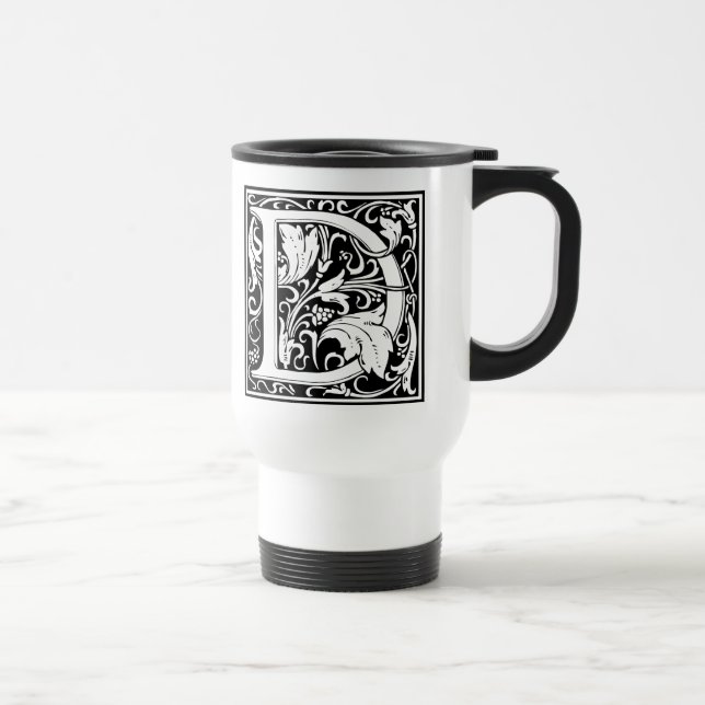 Letter D mittelalterliche Monogram Art Nouveau Reisebecher (Rechts)
