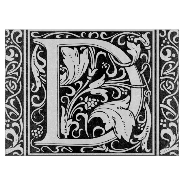 Letter D mittelalterliche Monogram Art Nouveau Schneidebrett (Vorderseite)