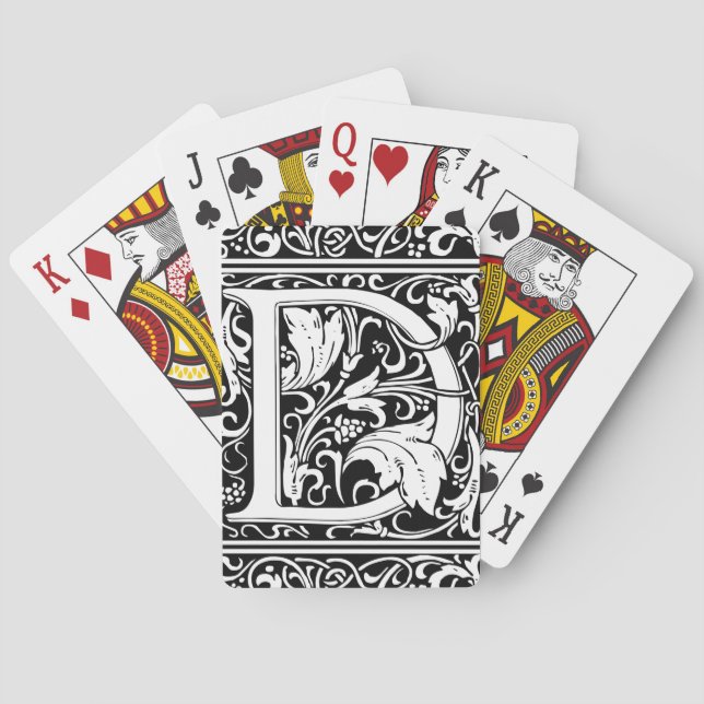 Letter D mittelalterliche Monogram Art Nouveau Spielkarten (Rückseite)
