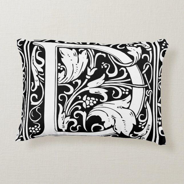 Letter D mittelalterliche Monogram Art Nouveau Zierkissen (Rückseite)