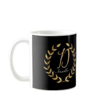 Letter D Monogram Black in Gold Script Name