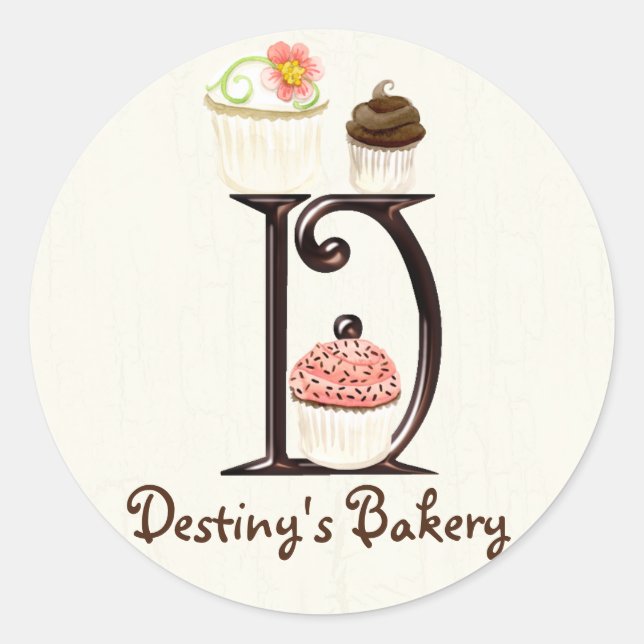 Letter D Monogram Cupcake Logo-Aufkleber Runder Aufkleber (Vorderseite)