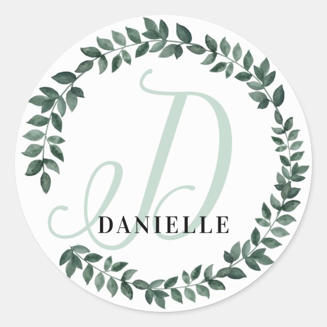 Letter D Monogram Individuelle Name Minimalistisch Runder Aufkleber (Vorderseite)