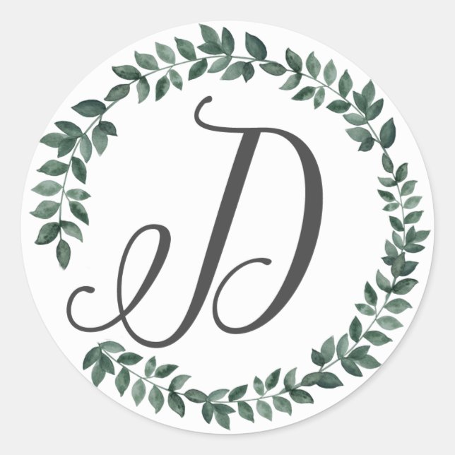 Letter D Monogramm Minimalistischer botanischer Le Runder Aufkleber (Vorderseite)
