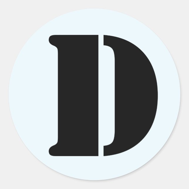 Letter D Stencil Alphabet von Janz Alice Blue Runder Aufkleber (Vorderseite)