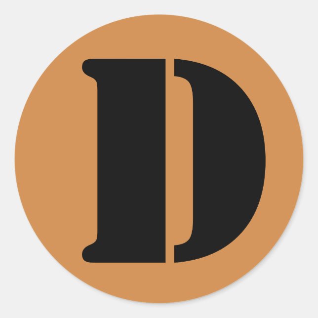 Letter D Stencil Alphabet von Janz Peru Gold Runder Aufkleber (Vorderseite)