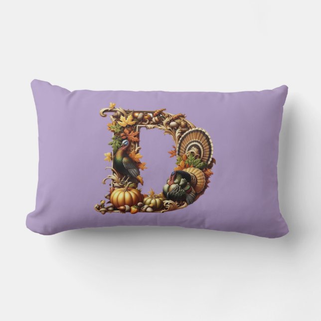 Letter D Thanksgiving style gift  Lendenkissen (Vorderseite)
