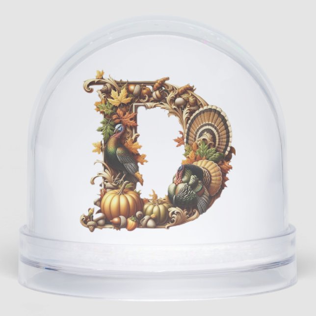 Letter D Thanksgiving style gift  Schneekugeln (Vorderseite)
