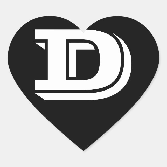 Letter D Vineta Schriftart Black Heart Stickers vo (Vorderseite)