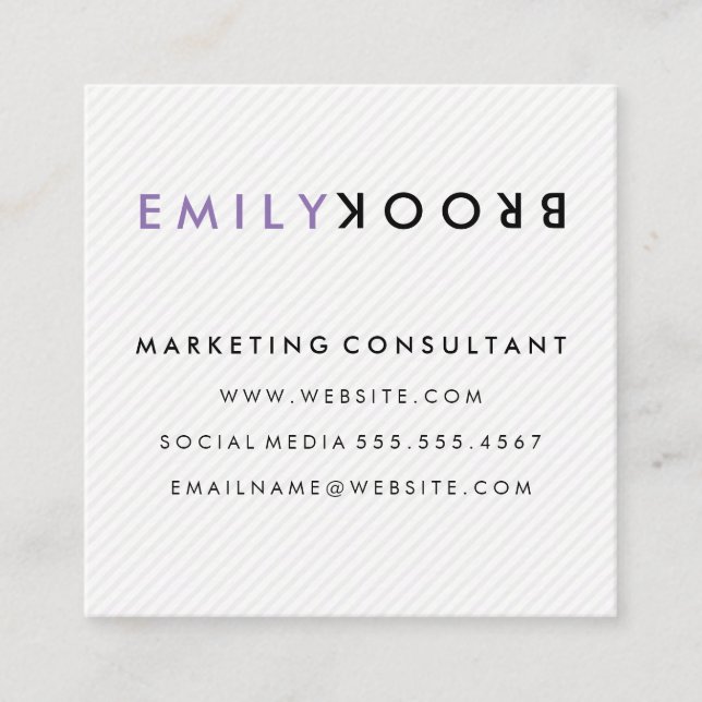 Letter Dreh Stripes | Modern Quadratische Visitenkarte (Vorderseite)