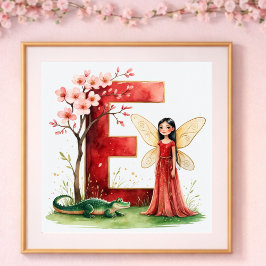 Letter E Alligator Fairy Poster Wildlife Alphabet