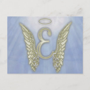 Letter E Angel Monogram Postkarte