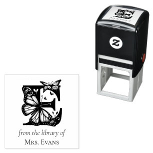 Letter E Butterfly Monogramm aus der Bibliothek Permastempel