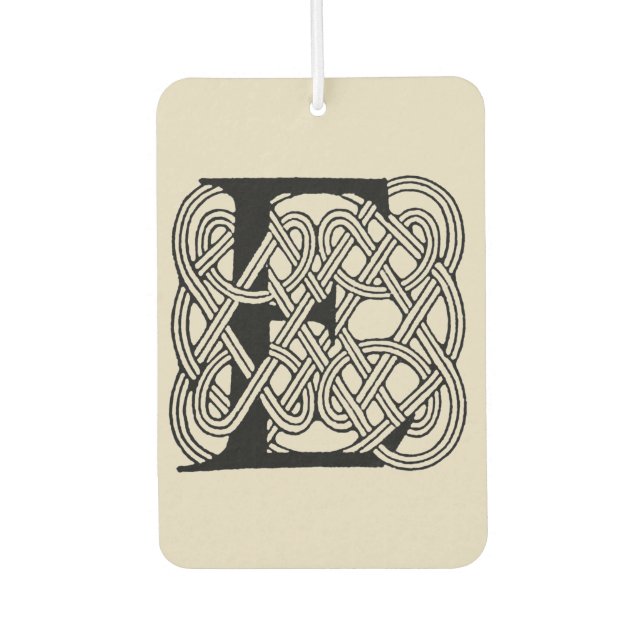 Letter E Celtic Knot Vintag Monogram Autolufterfrischer (Vorderseite)