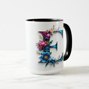 Letter E Coffee Tasse - Blumendesign für Geschenke