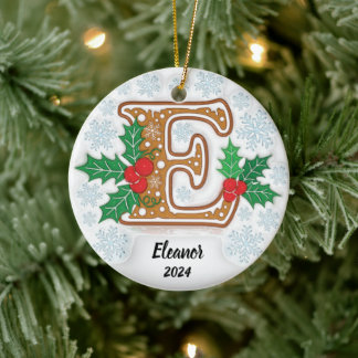 Letter E Custom Christmas Keramik Ornament