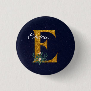 Letter E Golden Monogramm Button