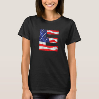Letter E Hauptstadt Alphabet USA Flag Monogo T-Shirt