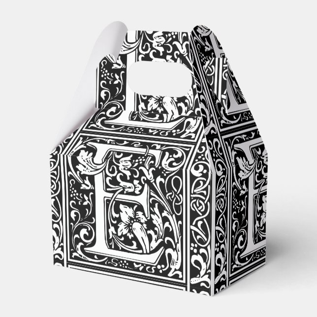 Letter E Mittelalterliche Monogramm Art Nouveau Geschenkschachtel (Vorderseite)