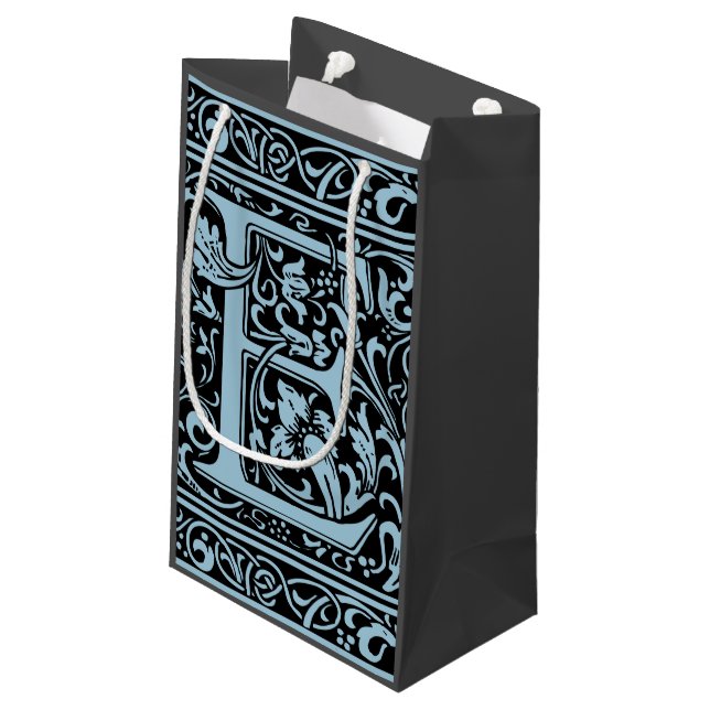 Letter E Mittelalterliche Monogramm Art Nouveau Kleine Geschenktüte (Rückseite Schrägansicht)